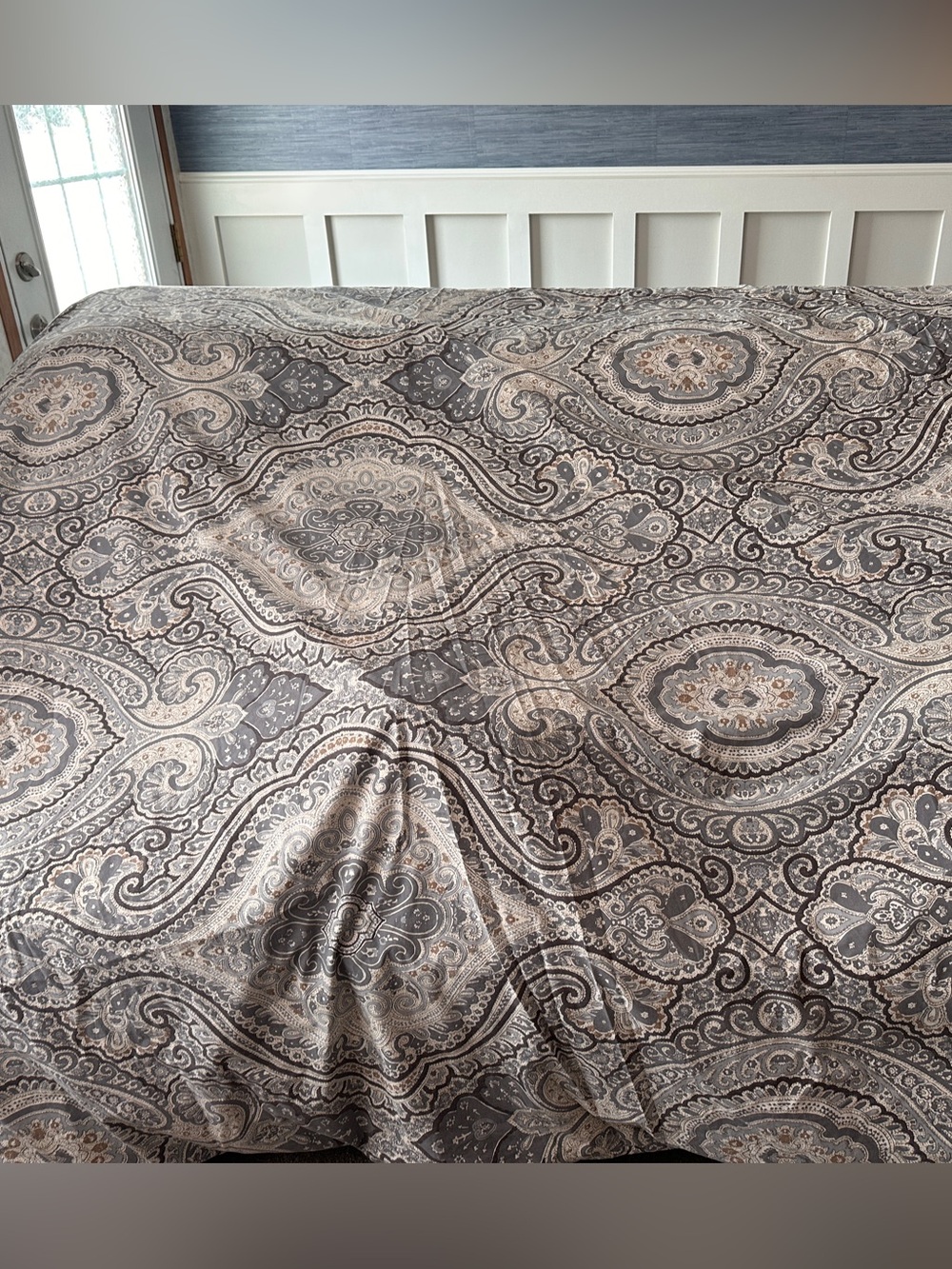 Pottery Barn Beale King Duvet & Pillow Shams Blue Gray Paisley Standard 20 X 26